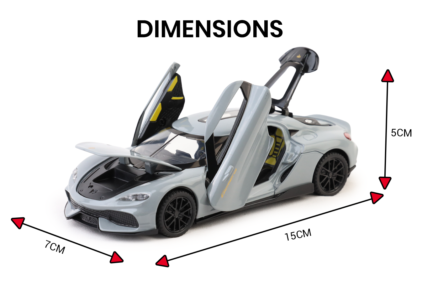 Koengseg 1:32 Scale Alloy Metal Pullback Toy car with Openable Doors Light Music