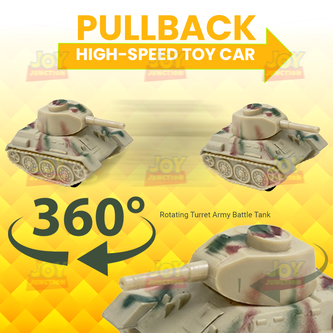 Battle Tank 4-Pack - High Speed Mini Racers - Alloy Pullback Toy with Rotating Turret