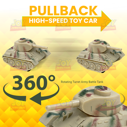 Battle Tank 4-Pack - High Speed Mini Racers - Alloy Pullback Toy with Rotating Turret