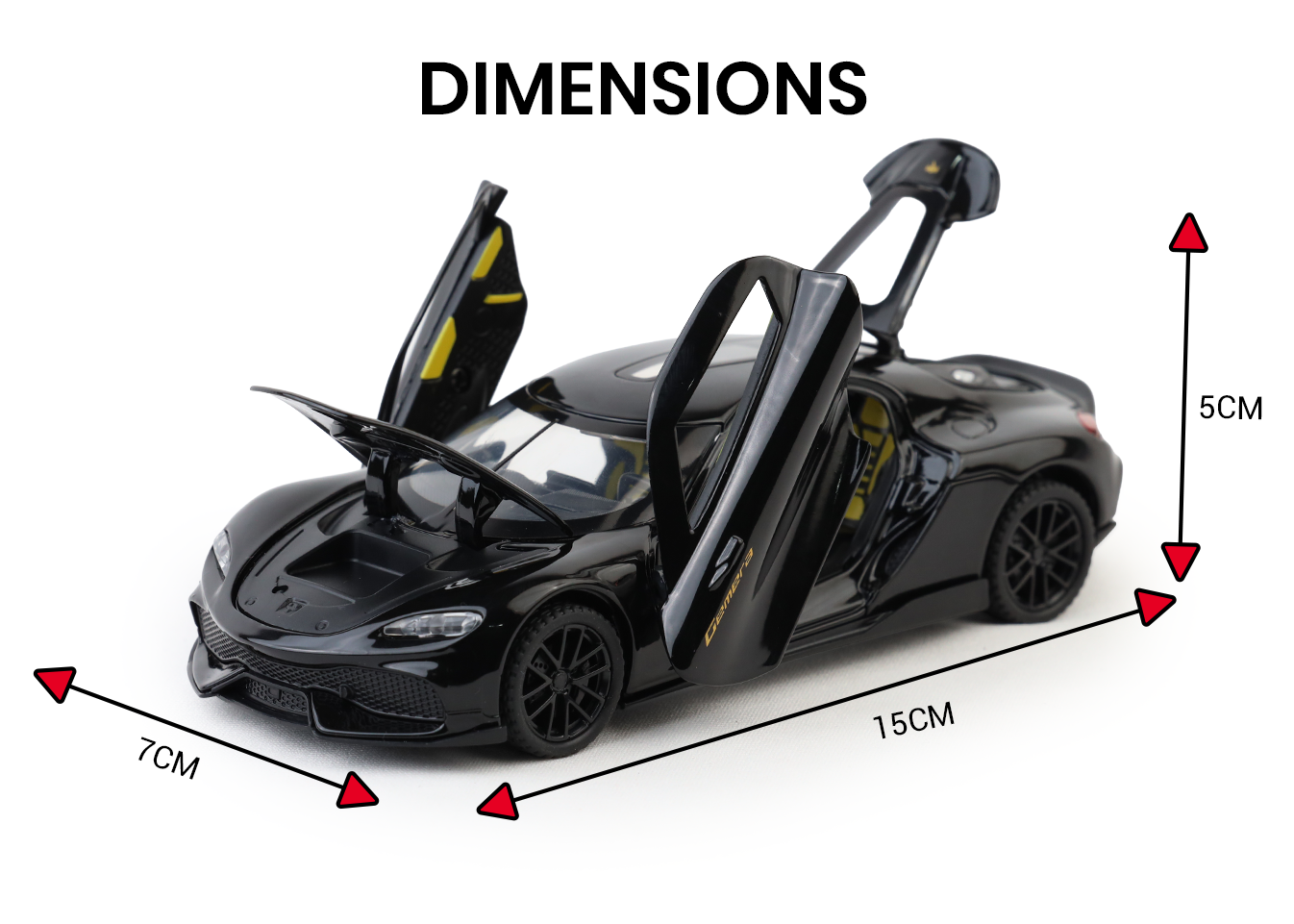 Koengseg 1:32 Scale Alloy Metal Pullback Toy car with Openable Doors Light Music