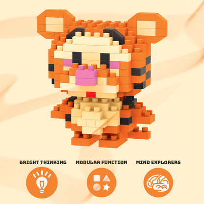 Tiger Mini DIY Building Blocks Set (195 Pcs) – Interlocking Construction Toys for Kids