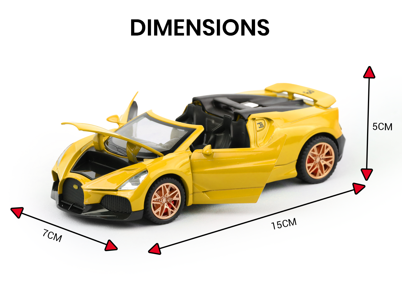 Bugatti Mistral 1:32 Scale Alloy Metal Pullback Toy car with Openable Doors Light Music