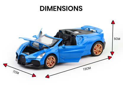 Bugatti Mistral 1:32 Scale Alloy Metal Pullback Toy car with Openable Doors Light Music