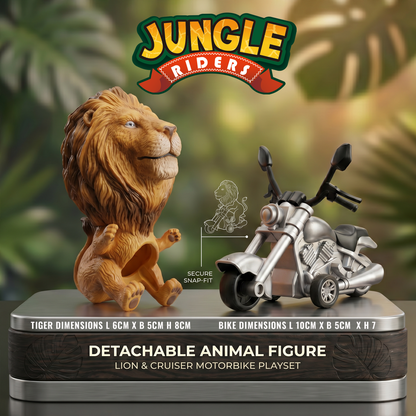 Friction Powered Push & Go Jungle Riders Lion - Animal Bike Toy for Kids, Detachable Animal, No Batteries Required