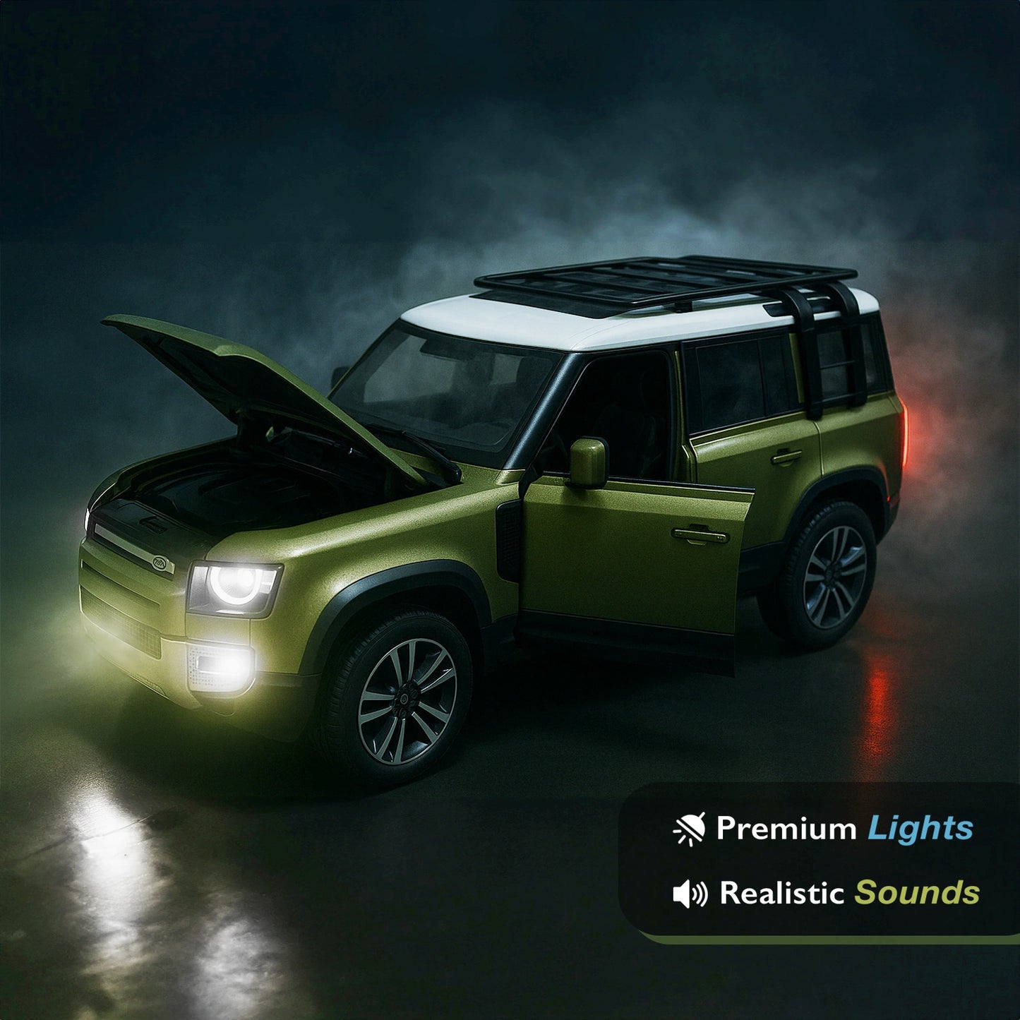 Land Roverr Defenderr 1:32 Scale Diecast Pull Back Toy Car with Openable Doors, Lights & Engine Sound