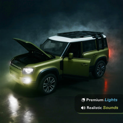 Land Roverr Defenderr 1:32 Scale Diecast Pull Back Toy Car with Openable Doors, Lights & Engine Sound