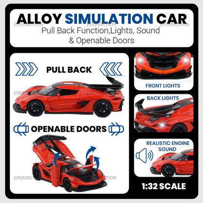 Koengseg Jesko Diecast Car 1:32 Scale – Metal Model with Lights, Sound & Pull-Back Action