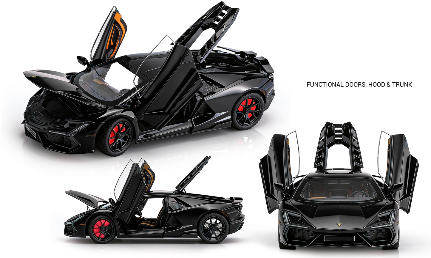 Lamborghini Revuelto 1:32 Scale Alloy Metal Pullback Toy car with Openable Doors Light Music