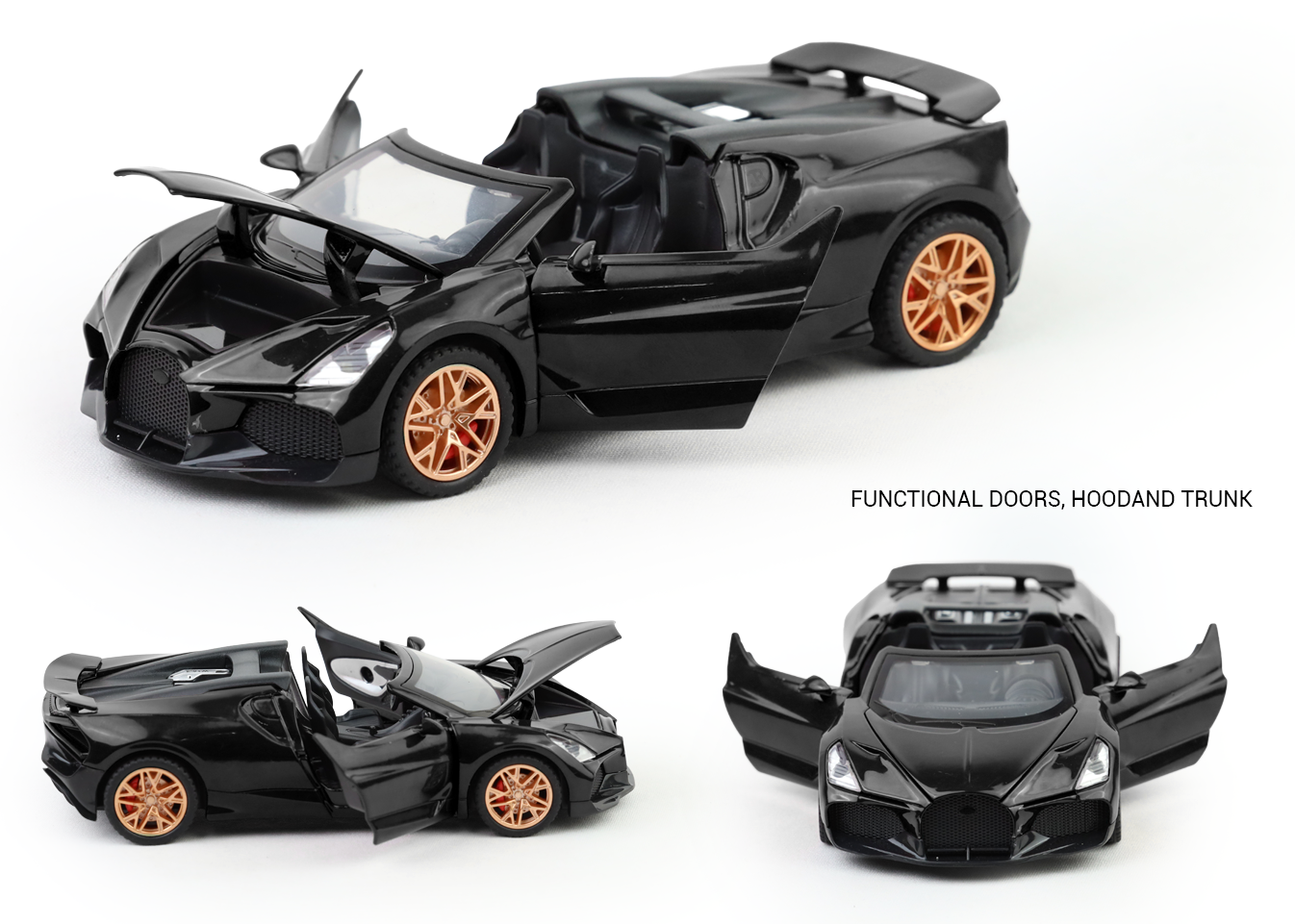 Bugatti Mistral 1:32 Scale Alloy Metal Pullback Toy car with Openable Doors Light Music