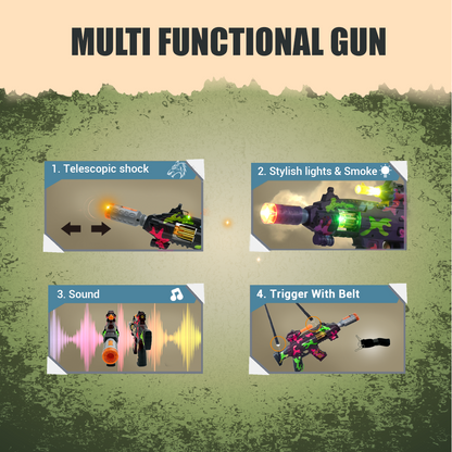 JOY JUNCTION Defender Gun with Light, Sound, Vibration & Smoke-Effect Musical Toy Gun | Future Gun Toy for Boys 3+ Years, Act
