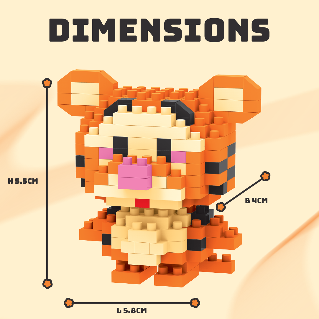 Tiger Mini DIY Building Blocks Set (195 Pcs) – Interlocking Construction Toys for Kids