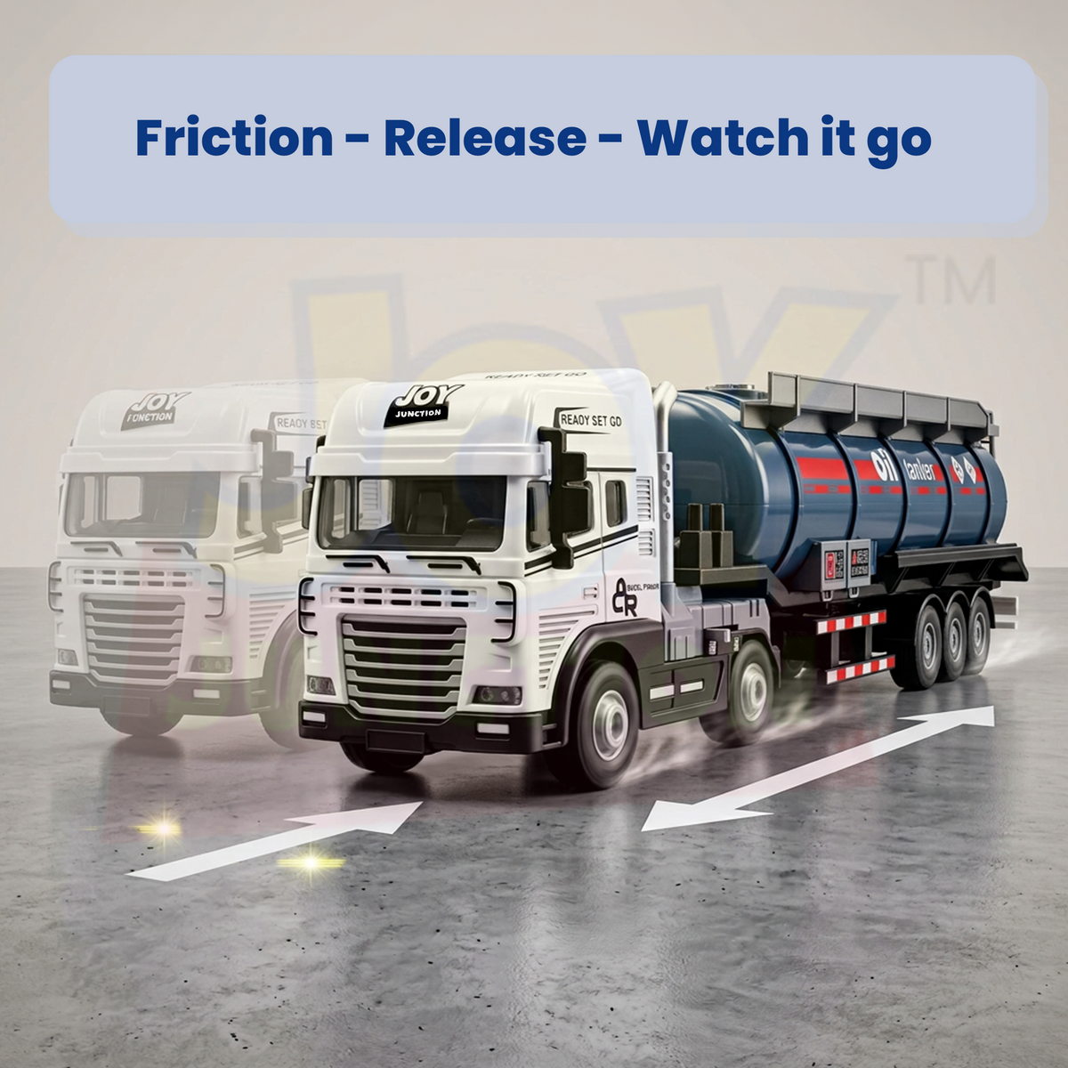 Friction Powered 1:24 Scale Transport Series Diecast Truck and Trailer Set (Oil Tanker Truck)
