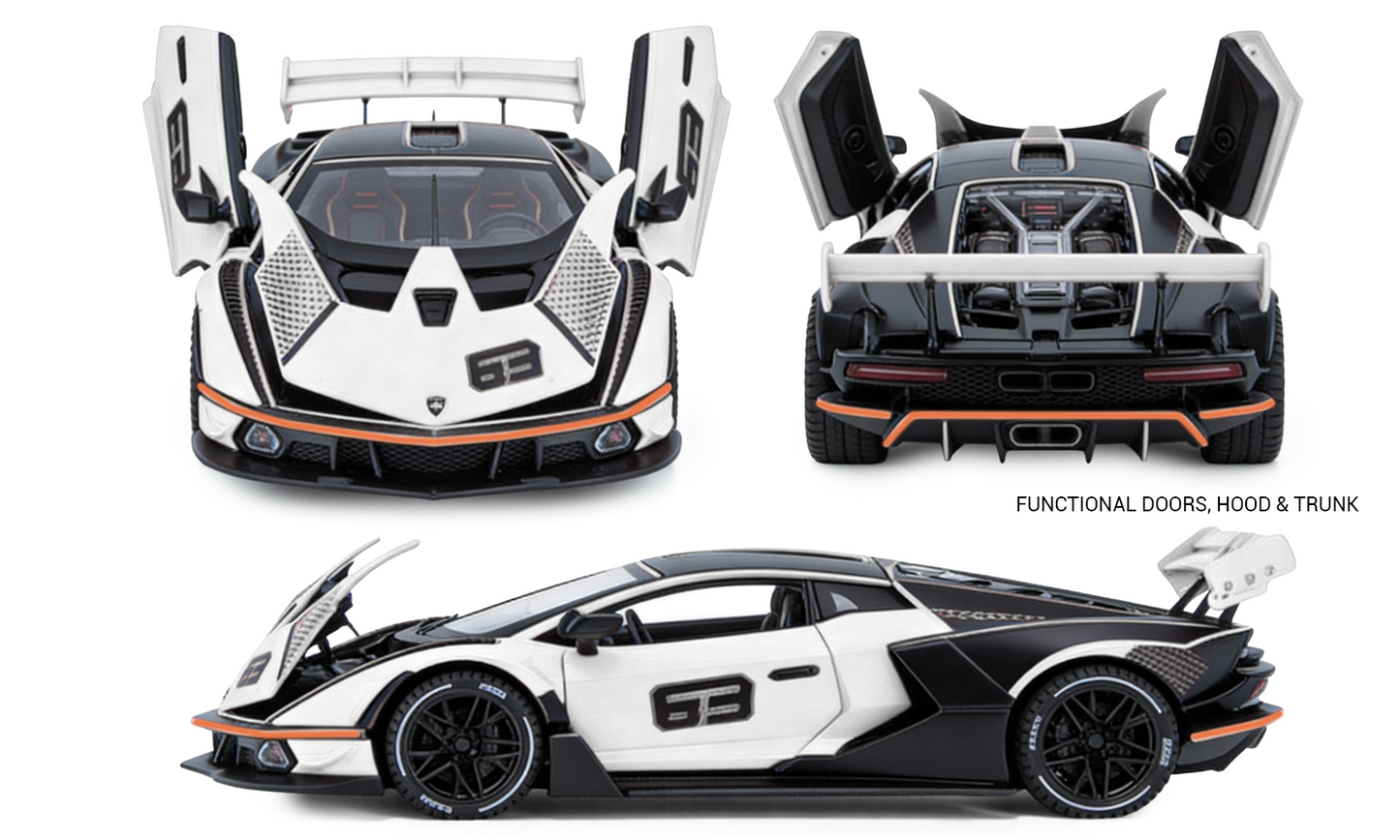 Lamborghini 1:32 Scale Alloy Metal Pullback Toy car with Openable Doors Light Music