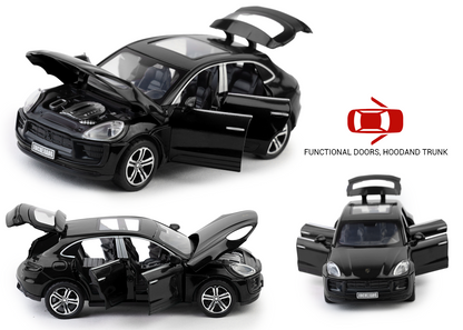 Porsche Macan 1:32 Scale Alloy Metal Pullback Toy car with Openable Doors Light Music