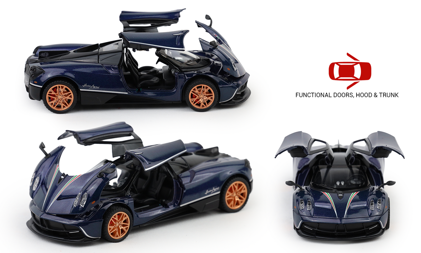 Pagani Huayra 1:32 Scale Alloy Metal Pullback Toy car with Openable Doors Light Music
