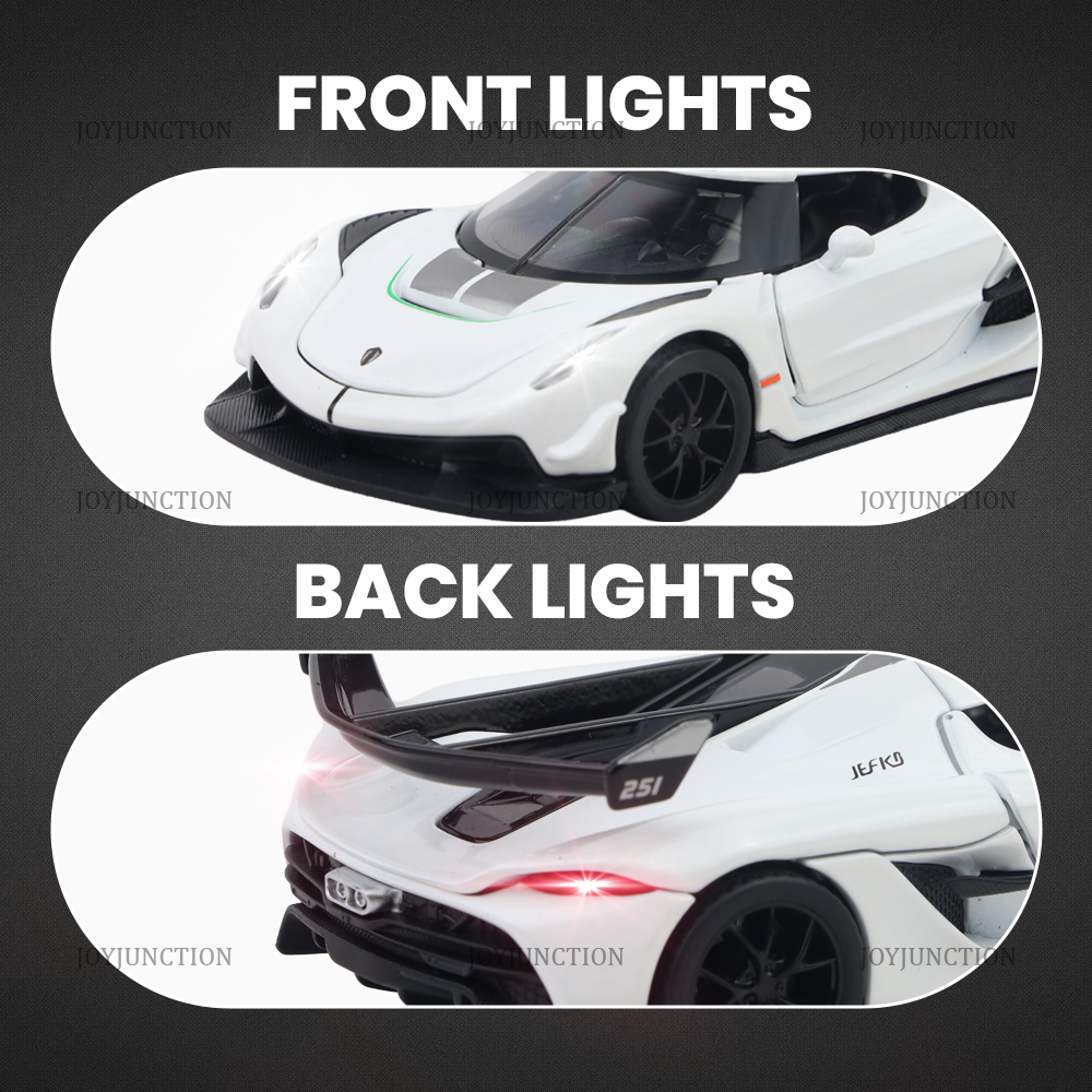 Koengseg Jesko Diecast Car 1:32 Scale – Metal Model with Lights, Sound & Pull-Back Action