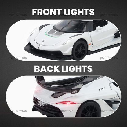 Koengseg Jesko Diecast Car 1:32 Scale – Metal Model with Lights, Sound & Pull-Back Action