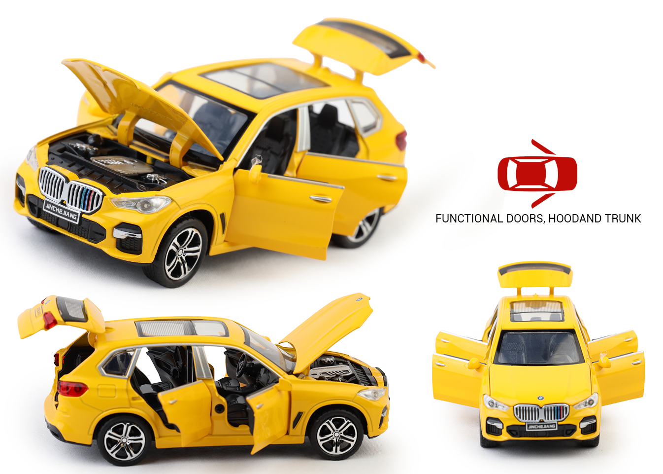 BMW X5 1:32 Scale Alloy Metal Pullback Toy car with Openable Doors Light Music