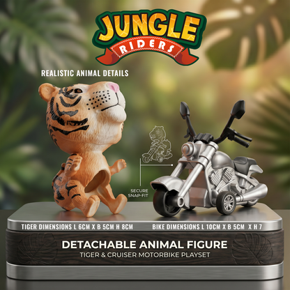 Friction Powered Push & Go Jungle Riders Tiger - Animal Bike Toy for Kids, Detachable Animal, No Batteries Required
