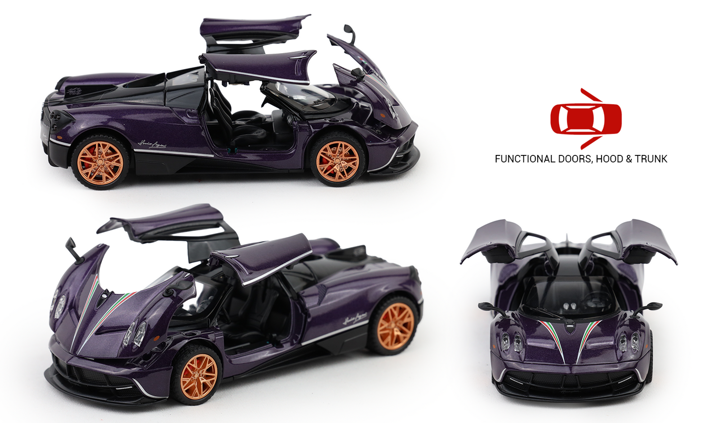 Pagani Huayra 1:32 Scale Alloy Metal Pullback Toy car with Openable Doors Light Music