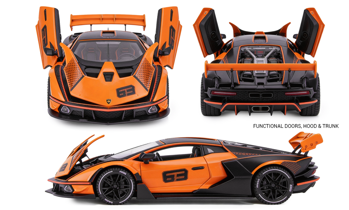 Lamborghini 1:32 Scale Alloy Metal Pullback Toy car with Openable Doors Light Music