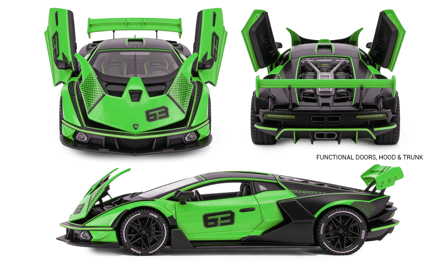 Lamborghini 1:32 Scale Alloy Metal Pullback Toy car with Openable Doors Light Music