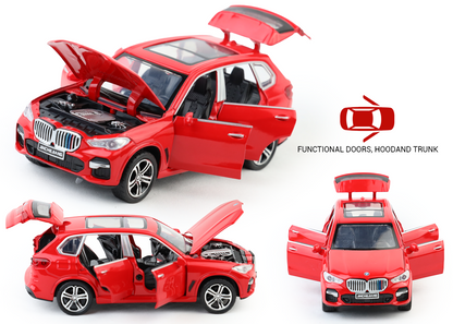 BMW X5 1:32 Scale Alloy Metal Pullback Toy car with Openable Doors Light Music