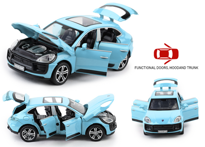 Porsche Macan 1:32 Scale Alloy Metal Pullback Toy car with Openable Doors Light Music