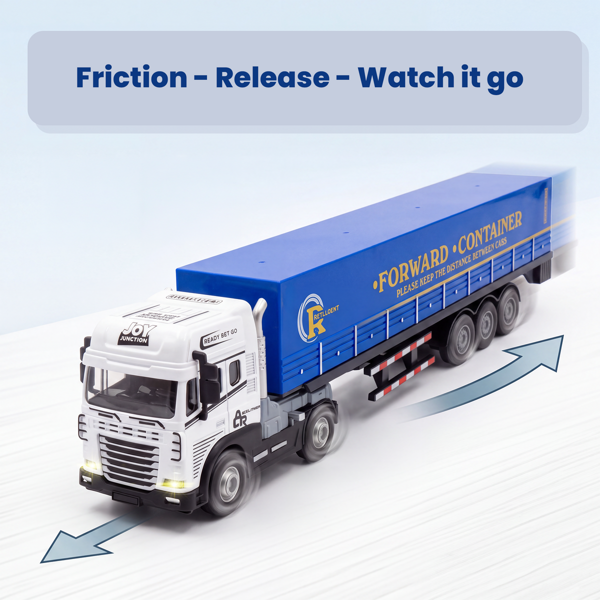 Friction Powered 1:24 Scale Transport Series Diecast Truck and Trailer Set (Container Truck)