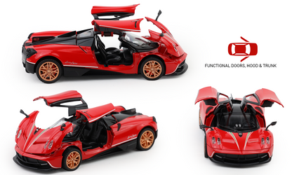 Pagani Huayra 1:32 Scale Alloy Metal Pullback Toy car with Openable Doors Light Music