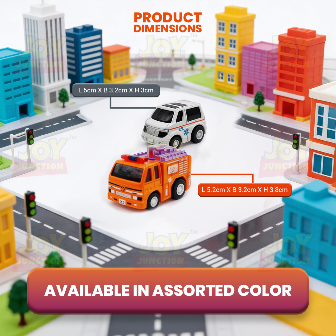 Mini Racer High Speed Transport-Series, Ambulance & Firetruck Pullback Toy (Pack of 2 Multicolors) - Joy Junction Uncategoriz