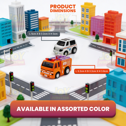 Mini Racer High Speed Transport-Series, Ambulance & Firetruck Pullback Toy (Pack of 2 Multicolors) - Joy Junction Uncategoriz