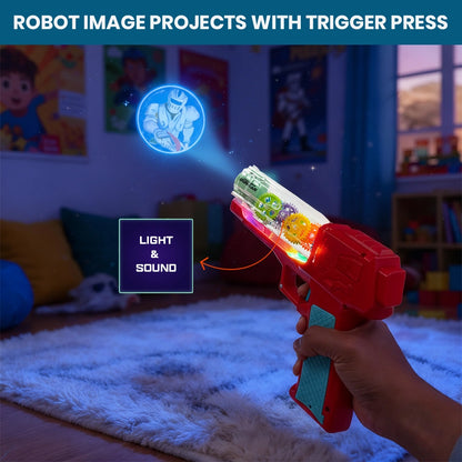 Projection Transparent Gear Gun Toy with 3D Lights & Sound