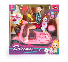 Toy scooter set with dolls in packaging, featuring the brand 'Play Me'.