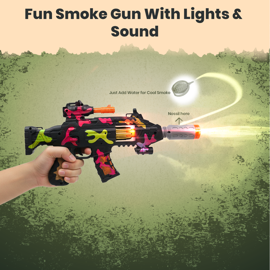 JOY JUNCTION Defender Gun with Light, Sound, Vibration & Smoke-Effect Musical Toy Gun | Future Gun Toy for Boys 3+ Years, Act