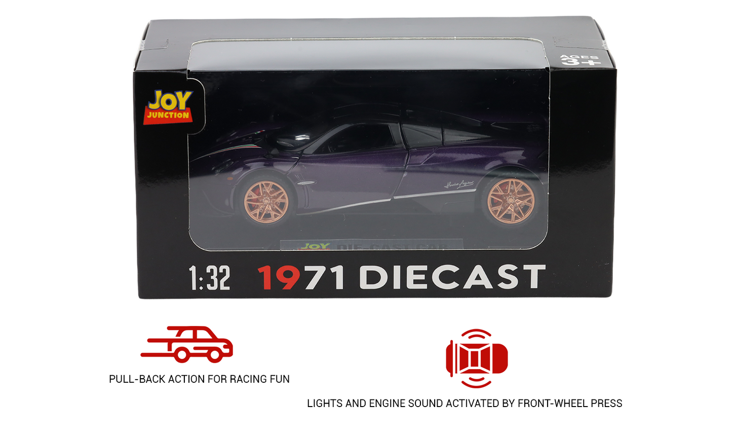 Pagani Huayra 1:32 Scale Alloy Metal Pullback Toy car with Openable Doors Light Music