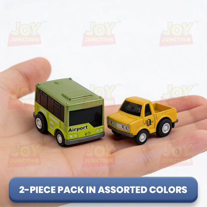 Mini Racer High Speed Transport-Series, Crane-Truck & Airport-Bus Pullback Toy (Pack of 2 Multicolors) - Joy Junction Uncateg