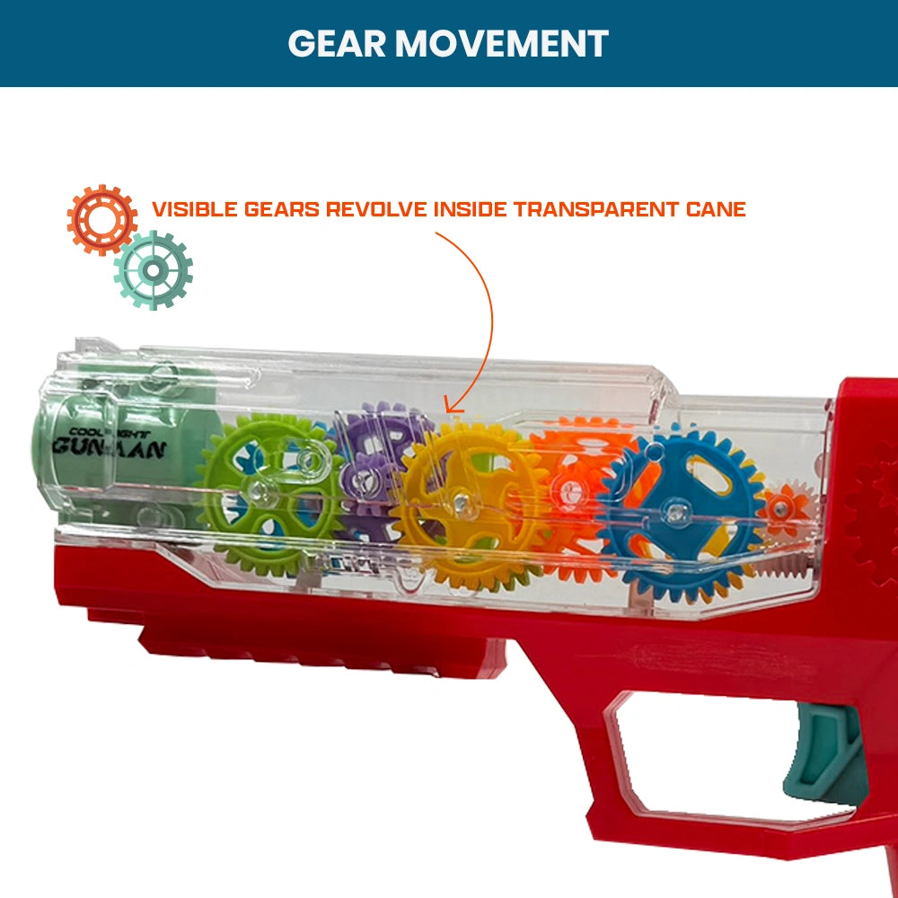 Projection Transparent Gear Gun Toy with 3D Lights & Sound