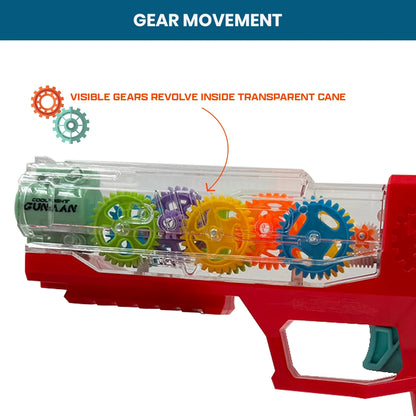 Projection Transparent Gear Gun Toy with 3D Lights & Sound
