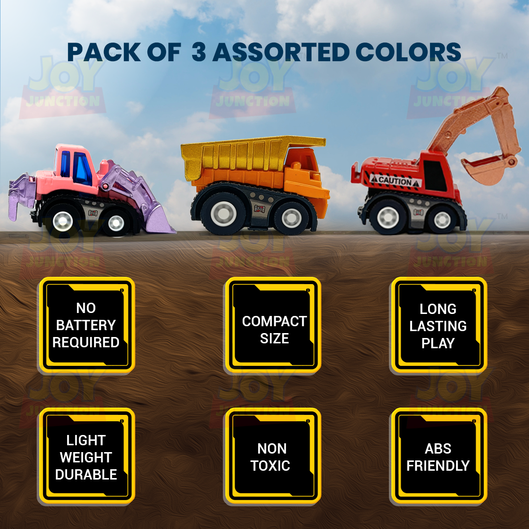 Mini Racer High Speed Engeering Series - Dipper,Digger,Lifter Pullback Toy (Pack of 3 Multicolors) - Joy Junction Uncategoriz