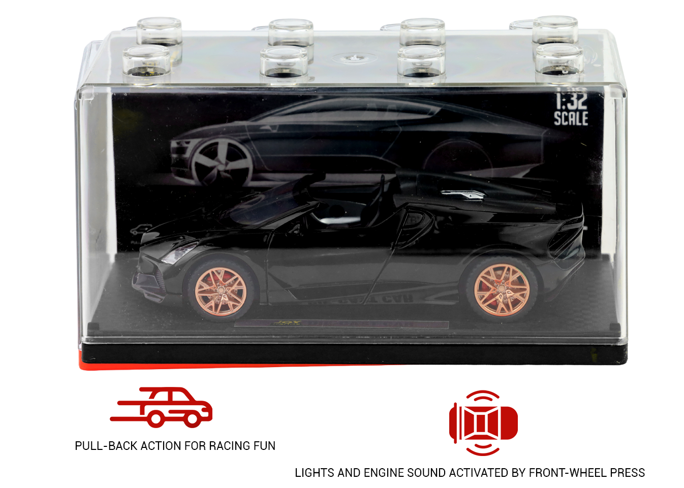 Bugatti Mistral 1:32 Scale Alloy Metal Pullback Toy car with Openable Doors Light Music