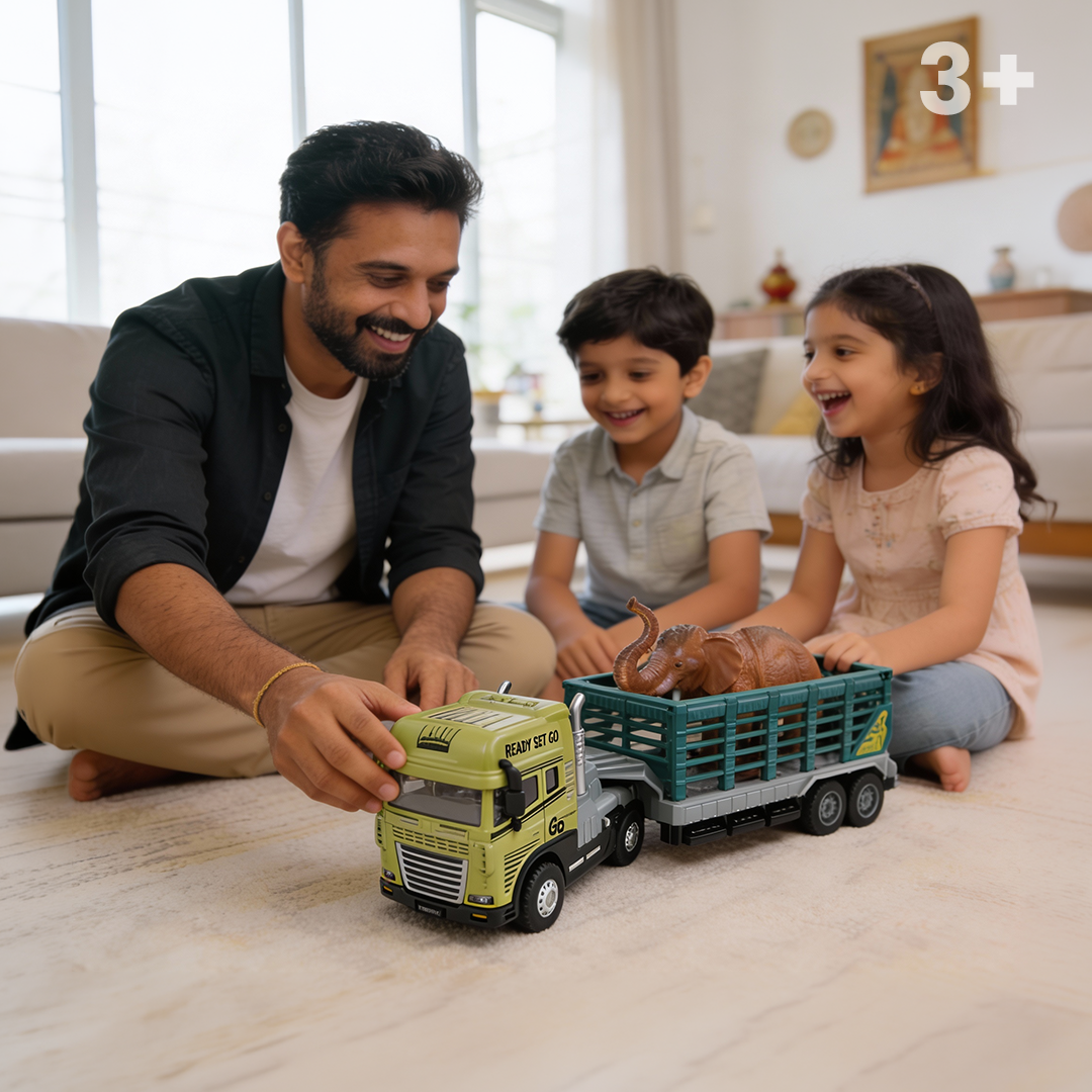 Elephant Rescue Trailer Truck Toy ,1:24 Scale – Alloy Diecast Set - Joy Junction Uncategorized (Image 2)