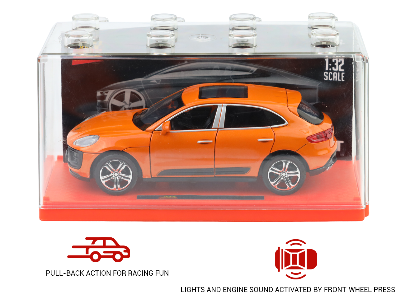 Porsche Macan 1:32 Scale Alloy Metal Pullback Toy car with Openable Doors Light Music