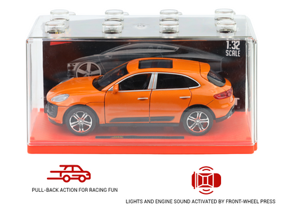 Porsche Macan 1:32 Scale Alloy Metal Pullback Toy car with Openable Doors Light Music