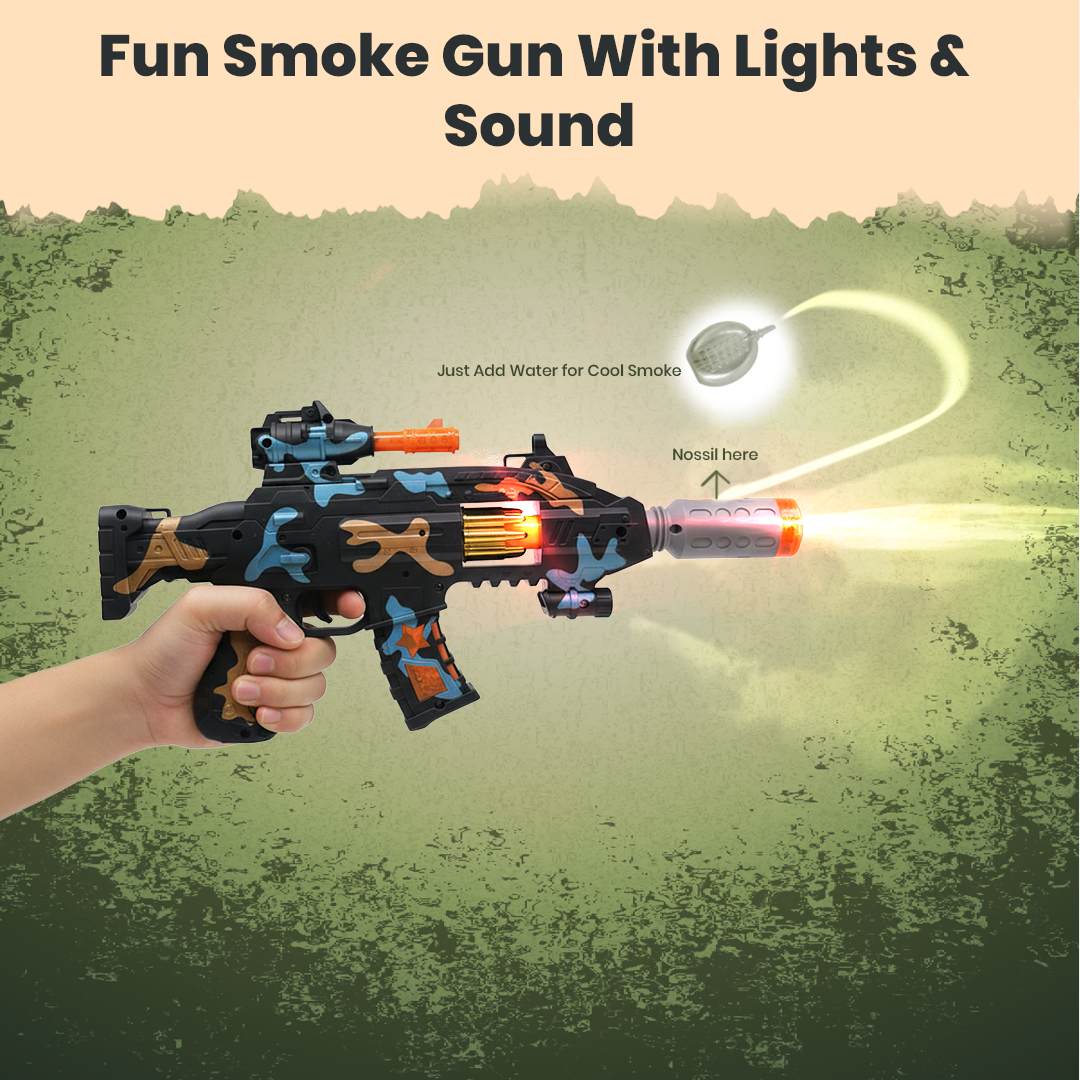 JOY JUNCTION Defender Gun with Light, Sound, Vibration & Smoke-Effect Musical Toy Gun | Future Gun Toy for Boys 3+ Years, Act