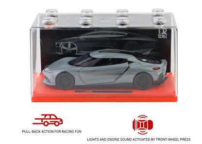 Koengseg 1:32 Scale Alloy Metal Pullback Toy car with Openable Doors Light Music