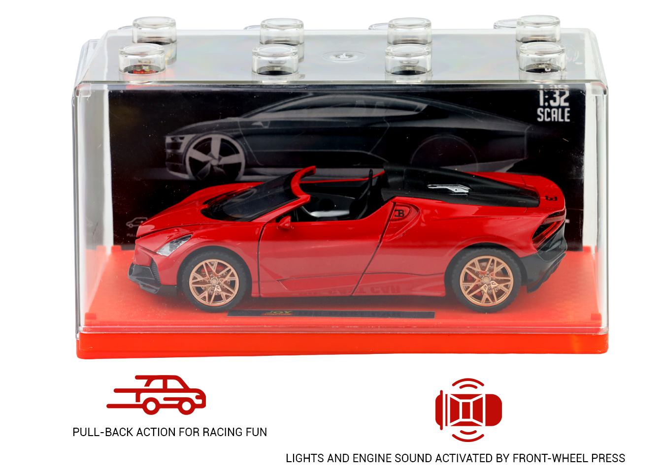 Bugatti Mistral 1:32 Scale Alloy Metal Pullback Toy car with Openable Doors Light Music