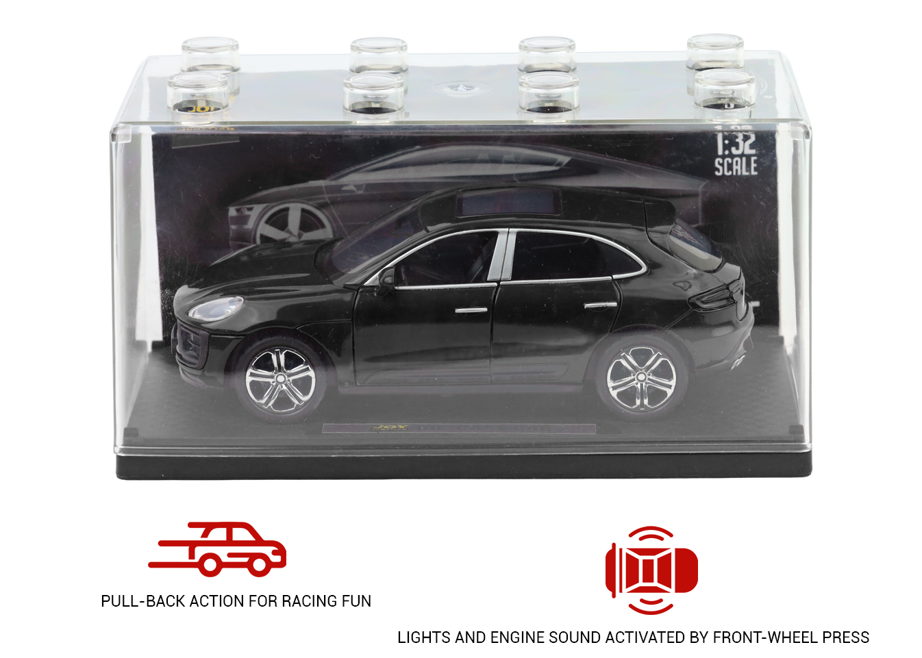 Porsche Macan 1:32 Scale Alloy Metal Pullback Toy car with Openable Doors Light Music