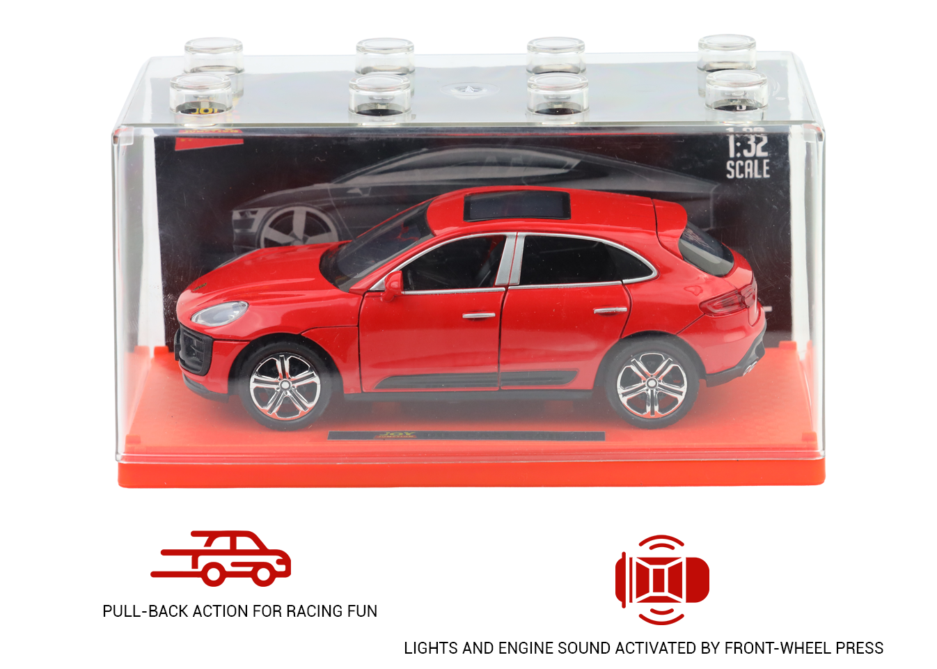Porsche Macan 1:32 Scale Alloy Metal Pullback Toy car with Openable Doors Light Music