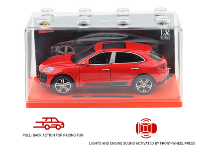 Porsche Macan 1:32 Scale Alloy Metal Pullback Toy car with Openable Doors Light Music